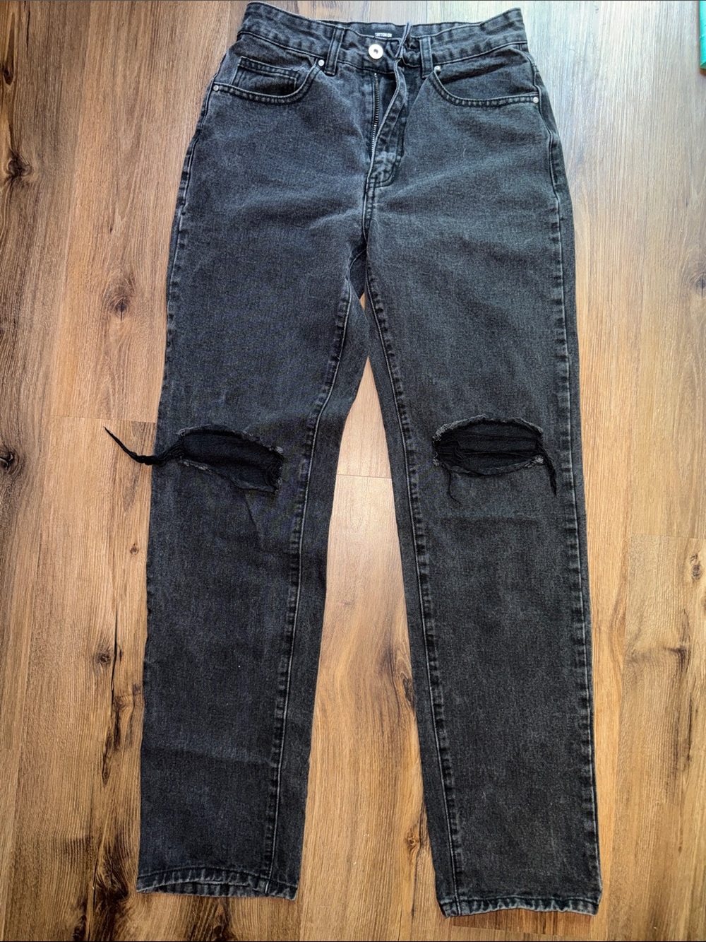 Cotton On Black Straight Leg Ripped Jeans